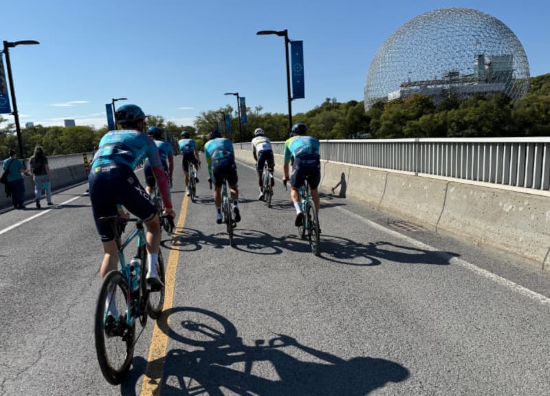 Passing Montreal's iconic Biosphere while leaving the F1 circuit